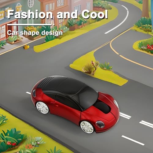 Stylish 2.4 GHz Wireless Car-Shaped Mouse – Fun Red Optical Mouse for Kids & Adults, Compact & Portable with 1600 DPI Precision for Effortless Navigation – Ideal Gift for Gaming & Everyday Use – Seamless USB Connectivity for Laptops & Desktops