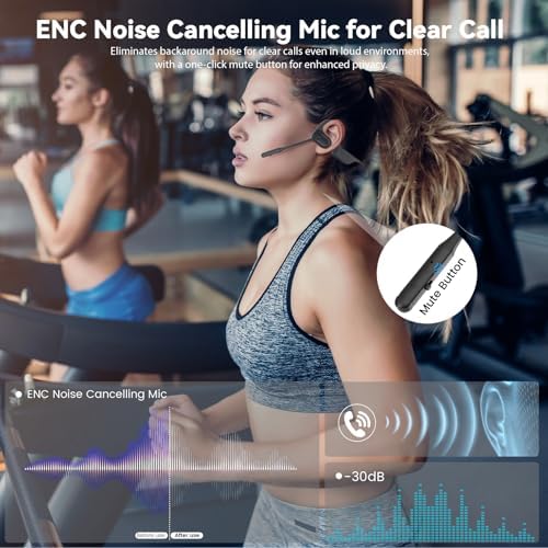 Experience Unmatched Audio Freedom with MONODEAL Open Ear Bluetooth Headphones – Ultra-Lightweight Wireless Earphones Featuring Advanced Bluetooth 5.4, Noise-Canceling Microphone, and Ergonomic Comfort for Workouts and Daily Life. Stay connected and aware of your surroundings with our innovative open ear design, perfect for busy environments like offices, outdoor activities, or while driving. Enjoy rapid device connectivity with cutting-edge Bluetooth 5.4 technology, ensuring seamless audio experiences. The integrated noise-canceling microphone guarantees crystal-clear phone calls, while the handy mute button adds a layer of privacy for your conversations. Designed for all-day comfort, these durable headphones redefine your audio interactions, balancing style and functionality. Elevate your listening journey and embrace the flexibility of wireless sound with MONODEAL – the essential audio accessory for every lifestyle and occasion. Perfect for those prioritizing both performance and awareness, these headphones are your go-to choice for an enhanced auditory experience.