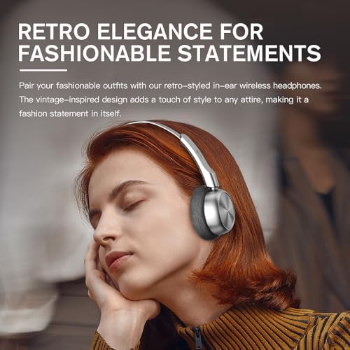 Nostalgic Retro Wireless Bluetooth Headphones – 60-Hour Battery Life, Lightweight Comfort, Built-in Microphone, Dual Device Pairing & Custom Sound App for an Immersive 80 s & 90 s Audio Adventure – Ideal for Active Music Enthusiasts and Daily Listening