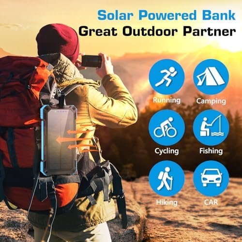 High-Capacity Solar Power Bank – 36,000 m Ah Portable Wireless Charger with 15 W Fast Charging, Built-In Cables & Multiple Inputs for Ultimate Device Compatibility – Lightweight & Durable for Outdoor Use