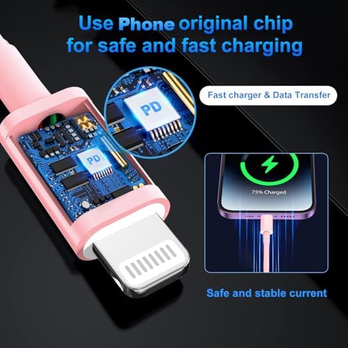 Dayaoncy 20 W USB-C Wall Charger Duo with 10 ft MFi Certified Lightning Cables – Fast Charging Kit for i Phone 14/13/12/11/Xs Max/XR – Ultimate Speed & Convenience for Apple Devices – Reliable, Durable & Portable Charging Solution