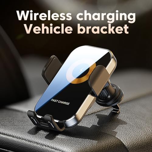 Redmaple 15 W Fast Wireless Car Charger with Auto-Clamping Phone Holder for Air Vent – Effortless Charging & Enhanced Compatibility for i Phone 14/13/12/11 Pro/XR/XS/X/8 – Streamlined Design for Hands-Free Navigation and Safety