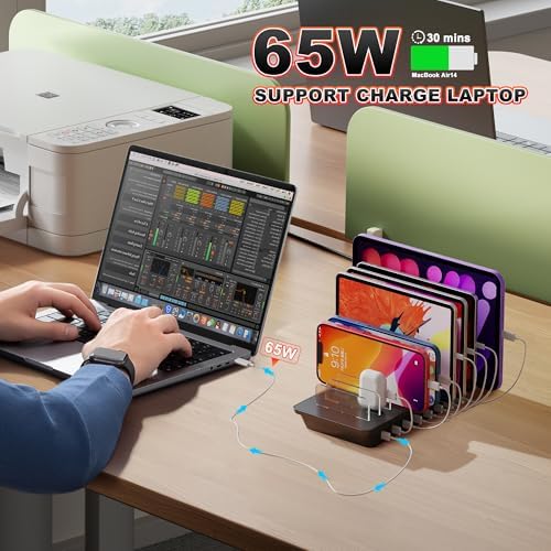 Ultimate 200 W Multi-Device Charging Station with 8 Ports – Fast USB-C Charger for Mac Book Pro/Air, 20 W PD Ports, 4.8 A USB Compatibility – Streamline Your Power Needs with Enhanced Speed and Safety Features