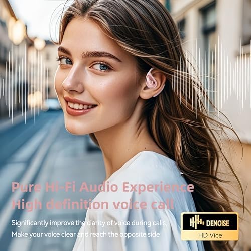 Stylish Pink Bluetooth Earbuds for Active Women – High-Performance Sports Headphones with 36-Hour Battery Life, IPX7 Waterproof Design, Secure Over-Ear Hooks, and Touch Control – Ideal for Gym, Running, and HD Sound Experience with Quick Charge Feature