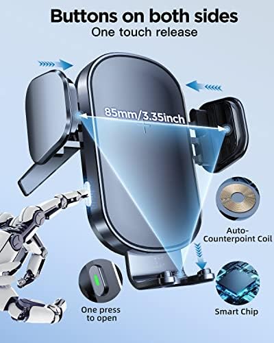 Fast Charging Wireless Car Charger with Auto-Clamping Phone Holder for i Phone & Samsung – 15 W Power Boost, Effortless One-Handed Operation, Versatile Air Vent Mount for Ultimate Convenience and Safety