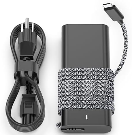 Ultra-Compact 65 W USB-C Laptop Charger for Dell XPS & Latitude Series – Lightweight Power Solution with High-Speed Performance and Broad Compatibility – Ideal Backup Charger for Travel and Home Use