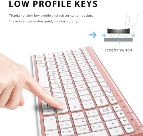 Experience Unmatched Versatility with the i Clever BK10 Bluetooth 5.1 Wireless Keyboard – Ergonomic Comfort Meets Multi-Device Connectivity for Mac, i Pad, i Phone, Android, and Windows – Full-Size Layout with Number Pad for Enhanced Productivity and Seamless Workflow – Rechargeable, Lightweight, and Stylish Design for Effortless Typing Anywhere