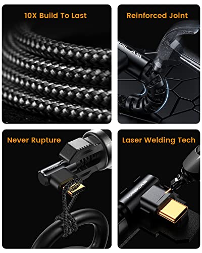 MRGLAS 3.2 A USB-C Charger Cable Pack – Versatile 4-Pack with Right Angle Design (10 FT, 6.6 FT, 3.3 FT, 1.6 FT) for Fast Charging i Phone 16/15, Samsung S10/S9, LG Smartphones – Durable Braided USB A to Type C Cords for Enhanced Performance and Compatibility