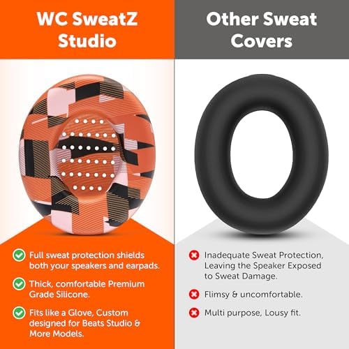 Upgrade Your Beats: WC Sweat Z Studio Earpad Covers for Studio 2 & 3 | Revolutionary Sweatproof Design, Effortlessly Washable, Perfect Fit | Unmatched Protection for Headphones & Enhanced Comfort
