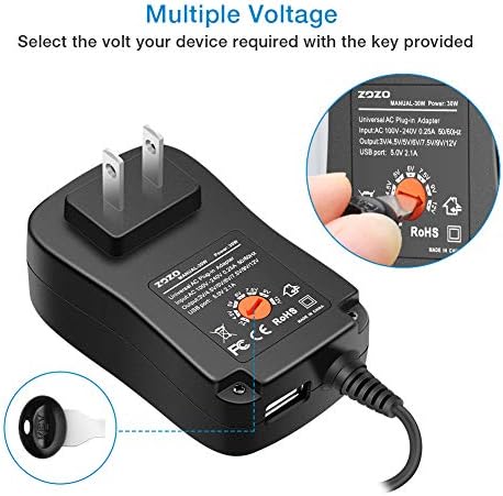 Universal 30 W Adjustable Voltage AC Adapter with USB Charging Port and 8 Interchangeable Tips – Ultimate Multi-Device Power Supply for Electronics, LED Strip Lights, Tablets, and More – Compact, Safe, and Efficient Charging Solution