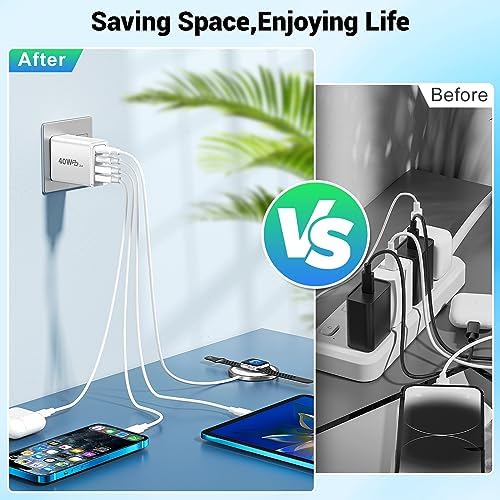 Ultra-Fast 4-Port USB Wall Charger – Multi-Device Power Adapter with Quick Charge 3.0 Technology for i Phone 16 Series, Samsung Galaxy S25/S24, Google Pixel 7 – Compact, Efficient & Safe Charging Solution for Home and Travel