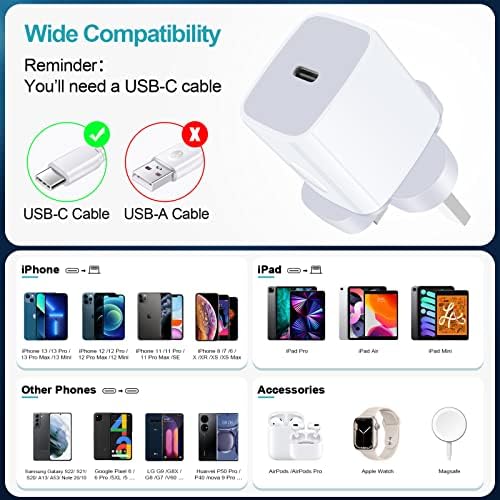 Universal Travel Adapter Kit: 20 W Fast Charging USB-C Converter for US to UK – Dual Port Compatibility for i Phone 16-11 Pro Max, Samsung Galaxy S24, Google Pixel – Lightweight and Compact Travel Essential for Effortless Power on the Go