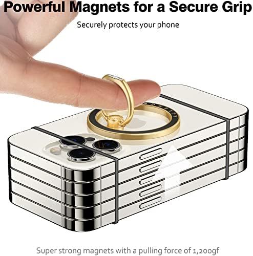 Allengel Bling Silver Magnetic Phone Grip – Stylish Mag Safe-Compatible Ring Holder & Kickstand for i Phone and Smartphones – 360-Degree Rotation, Secure Grip, and Elegant Design for Effortless Hands-Free Experience