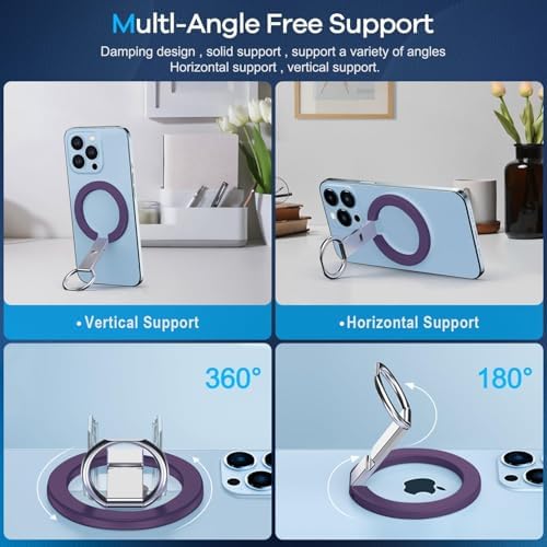 Innovative Purple Foldable Magnetic Finger Loop Kickstand – Ultra-Durable Non-Slip Ring Holder for Smartphones with 360-Degree Rotation, Ergonomic Comfort, and Universal Compatibility for i Phones and More