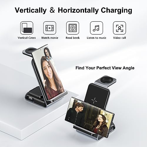 Ultimate Fast Wireless Charging Station for Samsung Devices – Sleek Qi Charger for Galaxy S23 Ultra, Z Flip, Fold 5/4/3, i Phone & More – Efficient Charging for Galaxy Watch 6/5 Pro and Buds – Safe, Tangle-Free Power Solution in White