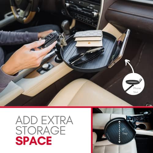 Transform Your Driving Experience with the Macally Adjustable Cup Holder Tray – Multifunctional Car Food and Phone Organizer with Swivel Arm and Secure Smartphone Slot for Ultimate Convenience on the Go