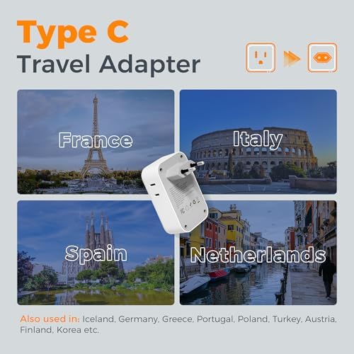 TESSAN Type G Travel Adapter: Versatile US to UK Plug Converter with 4 Outlets & 3 USB Ports for Effortless International Charging Across England, Scotland, Dubai, and More