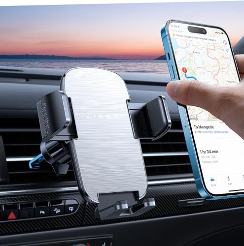 LISEN Military-Grade Universal Phone Holder for Car Vent – Premium Stability Mount for i Phone 16, i Phone 15 Pro Max & More – Effortless 360-Degree Rotation & Enhanced Grip Technology – Ultimate Smartphone Car Clamp for Safe Driving & Navigation