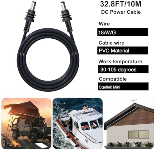 Starlink Mini DC Power Cable with USB C to DC Adapter, USB C to DC Power Cable for Starlink Mini, Compatible with 65W+ PD 20V Protocol Power Supply/Source, Indoor/Outdoor Grey(15M+ USB-C Adapter) – Enhanced Compatibility and Speed