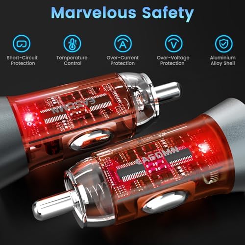 90 W Dual-Port USB C Fast Car Charger 2-Pack – PD 45 W & QC 45 W Quick Charge Adapter for Samsung Galaxy S25 Ultra, i Phone 15, and More – Ultimate Compatibility & Safety Features for Efficient On-the-Go Power