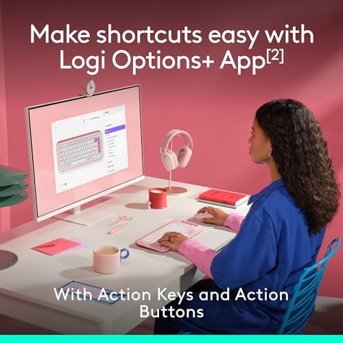 Elevate Your Workspace with the Logitech POP ICON Wireless Bluetooth Keyboard – Stylish Graphite & White Design, Effortless Multi-Device Switching, Comfortable Low-Profile Typing, and Customizable Keys for Enhanced Productivity on Laptops, Tablets, and PCs