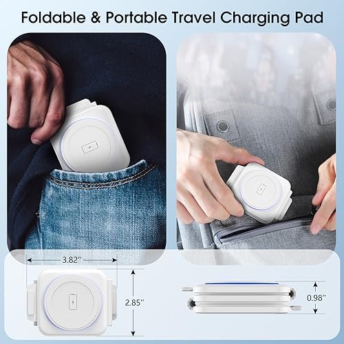 Portable Wireless Charging Station for Samsung Devices, Compact Foldable Charger for S25 Ultra/S24/Z Flip 6/5, Multi-Device Support for Galaxy Watch 8/7 & Buds Pro3/2 – Efficient Fast Charging Solution in Sleek White Design for Travelers and Professionals