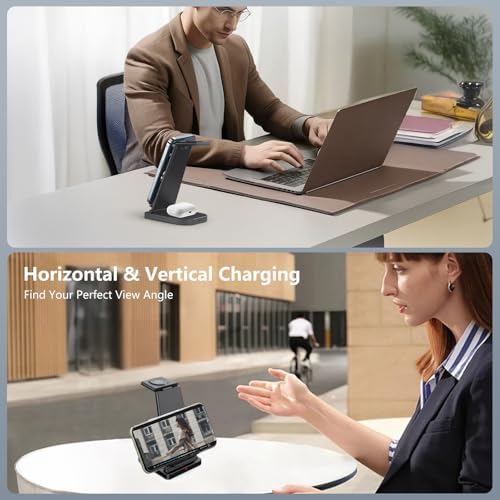 Revolutionary 3-in-1 Wireless Charging Station for Apple Devices – Ultra-Fast i Phone 16-11 Pro Max, Apple Watch, and Air Pods Dock – Sleek Design & Enhanced Safety Features for Effortless Power Management – Perfect Charging Solution for Modern Apple Enthusiasts (White)