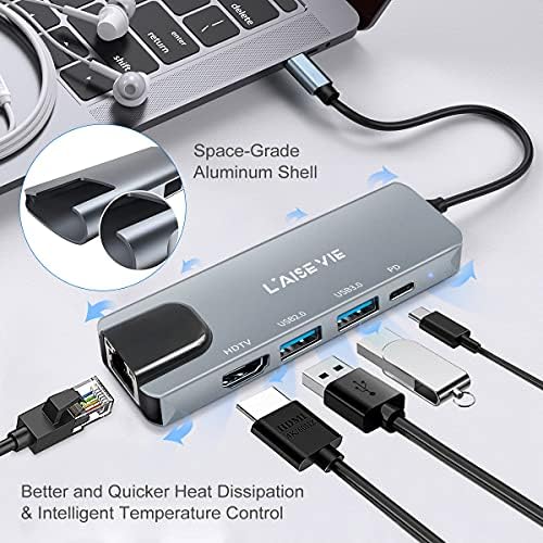 Unlock Ultimate Connectivity with Our 5-in-1 USB C Hub | 4 K HDMI Adapter with Ethernet & 100 W Power Delivery | Fast Data Transfer with Dual USB 3.0 & 2.0 Ports | Ideal for Mac Book Pro, Chromebook, and XPS Users | Compact & Durable Design for On-the-Go Productivity
