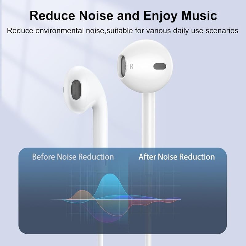 Elevate Your Audio Experience: Premium Noise-Cancelling Wired Earbuds for i Phone – Dual Pack with Built-in Mic & Volume Control – Compatible with i Phone 14/13/12/11/XR/XS/X/8/7/SE/Pro/Pro Max – Exceptional Sound Clarity & Comfort for Music Lovers and Professionals