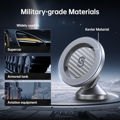 SYNCWIRE 360° Magnetic Car Mount for i Phone & Samsung – Effortless Dashboard Installation with Strong Adhesion – Secure Phone Holder for Safe Navigation and Streaming – Sleek Design for Modern Vehicles – Enhanced Mag Safe Compatibility