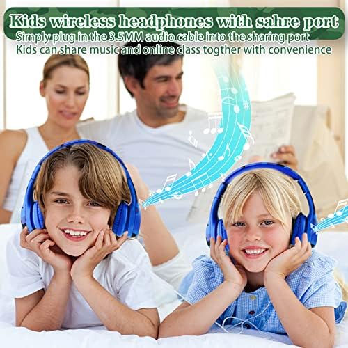 Light Blue Kids Bluetooth Headphones – Safe 93 d B Volume Limitation for Ear Protection – Foldable & Travel-Friendly Design – Built-in Microphone for Hands-Free Calls – Comfortable Wireless Headphones for Toddlers and Children – Perfect for School, Home, and Fun Activities