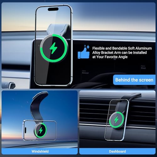 Revolutionary 15 W Magnetic Car Mount Charger – Premium Aluminum Alloy, Foldable Design for i Phone 16/15/14/13/12 Series – Unmatched Fast Wireless Charging & Effortless Dashboard/Windshield Installation for Modern Drivers