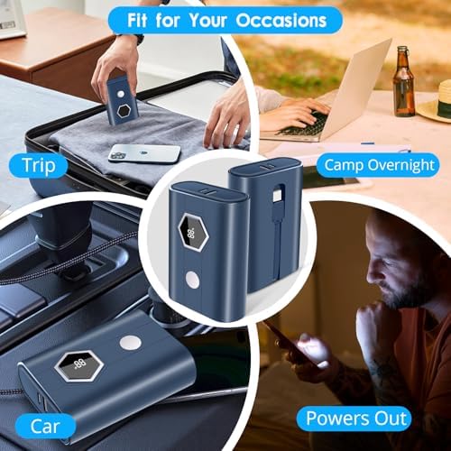 Miady 30 W Fast Charging Power Bank – 20,000 m Ah Portable Charger with Integrated USB-C Cable and LED Battery Indicator for i Phone 16/15/14/13, Galaxy, Android, and i Pad – Ultimate On-the-Go Power Solution for All Your Devices