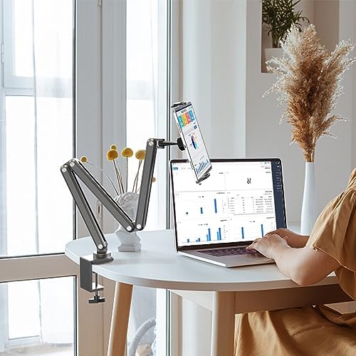 Premium Adjustable Aluminum Alloy Tablet Stand for Desk – Versatile Foldable Arm Holder for i Pad Pro, Air & Mini, Samsung Galaxy Tab S9/FE/A9/S6 – Ergonomic Design for Enhanced Productivity & Comfort – Ideal for Home Office & Streaming