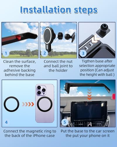 Upgrade Your Toyota Tundra or Sequoia Driving Experience with the 360° Rotating Mag Safe Phone Holder – Premium Dashboard Mount Designed for 2020-2025 Models, Ensures Safety, Accessibility, and Sleek Aesthetics Without Air Vent Obstruction