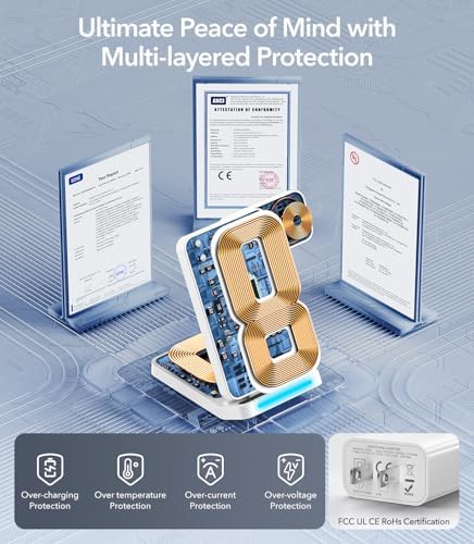 Ultimate 3-in-1 Foldable Wireless Charging Station for Samsung – Fast Charger for Galaxy S25 Ultra, S24/S23/S22/S21, Note 20, Z Flip/Fold 6/5, Galaxy Watch Ultra/7/6/5 Pro & Galaxy Buds – Portable & Sleek Design for Home, Office, Travel