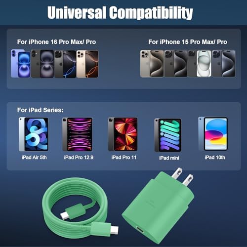 High-Speed 30 W USB C Fast Charger for i Phone 15 & 16 Pro Max with 6 FT Cable – Ultimate Compatibility for i Pad and Samsung Galaxy S24 – Compact, Reliable Power Block with Advanced Safety Features for On-the-Go Charging