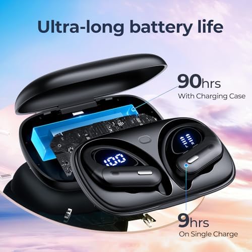 Ultimate Bluetooth 5.3 Wireless Earbuds with Cutting-Edge Active Noise Cancelling – 90 Hours of Playtime for All-Day Listening – IPX7 Waterproof for Ultimate Durability – Ergonomic Design for Secure Comfort – Ideal for Audiophiles and Active Lifestyles Seeking Premium Sound and Hands-Free Calling Solutions
