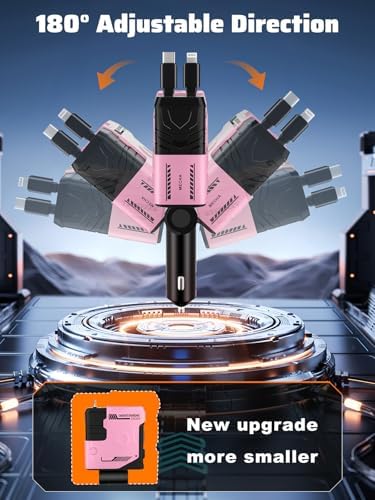 Celestial Power: 4-in-1 Starlight Retractable Car Charger with Fast Dual USB Ports – Compatible with i Phone 15/14/13 – Innovative Tangle-Free Charging Solution for Enhanced Portability and Style