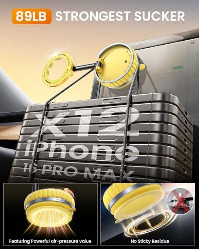 2025 Upgraded Vacuum Suction Cup Phone Mount for Magsafe [109+LBS Strongest Suction], 360° Adjustable Foldable Vacuum Magnetic Phone Holder for Car [24 N55 Stronger Magnets], for iPhone 16/15/14/13/12 – Enhanced Compatibility and Speed