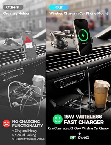 Revolutionary 15 W Fast Wireless Car Charger with Auto-Clamping Phone Holder for i Phone, Samsung Galaxy & Google – Ultimate Smartphone Mount for Windshield, Dashboard, and Air Vent – Unmatched Convenience and Enhanced Safety for Modern Drivers