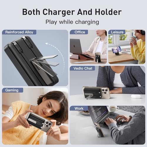 Ultimate 16800 m Ah Magnetic Wireless Power Bank – 15 W Fast Charging Portable Charger with Dual Built-in Cables & LED Display – Travel-Friendly Battery Pack for i Phone 16/15/14/13/12 Series & Android Devices – Enhanced Compatibility, Slim Design, and Multiple Device Charging Options