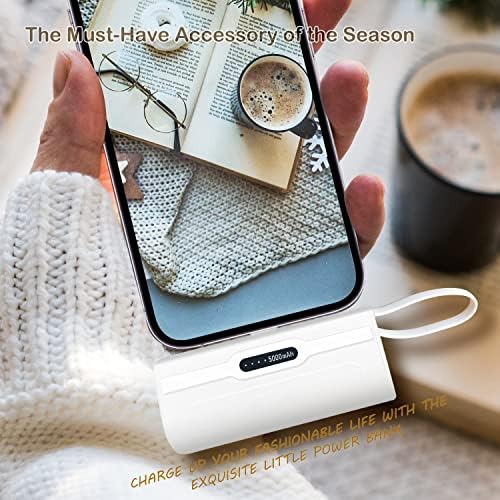 Compact 4800 m Ah Mini Power Bank Charger for USB-C and i Phone – Fast Charging, Direct Plugin Design for On-the-Go Power, Stylish White Color for All Users – Perfect for Students, Professionals, and Travelers