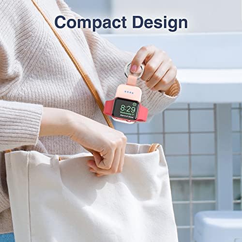 i.VALUX Compact Wireless Charger for Apple Watch – Keychain-Friendly 1000 m Ah Power Bank, Fast Magnetic Charging for Series 10/9/8/Ultra/7/6/5/4/3/2/SE – Perfect Travel Companion & Birthday Gift for Her – Sleek White Design