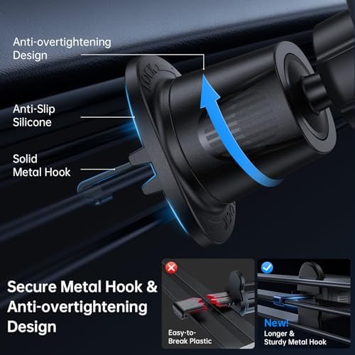 SYNCWIRE Mag Safe Air Vent Car Mount – Premium Magnetic Phone Holder for i Phone 16 Pro Max, 15, 14, 13, 12 – Hands-Free Navigation & Calls, Adjustable Viewing Angles, Secure Vent Clip Design, Sleek and Durable Accessory for Distraction-Free Driving