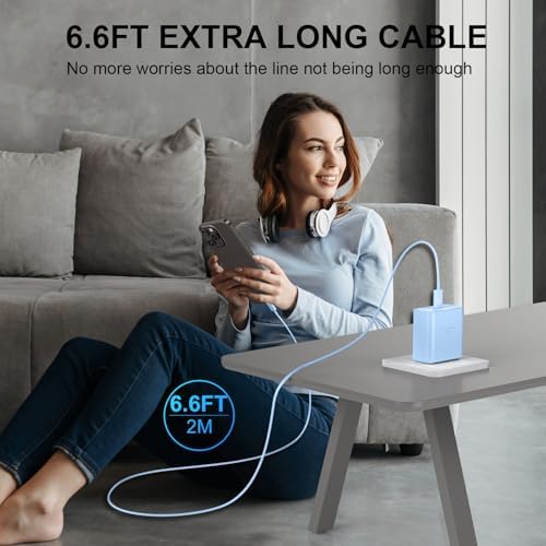 Accelerate Your Power Needs with Our 45 W Ultra-Fast USB-C Charger for Phone 16 Series – Includes a 10 ft Type C Cable in Eye-Catching Purple – Perfectly Crafted for Swift Power Delivery to Phone 16 Pro, Max, Plus & Earlier Models – Unleash Maximum Charging Efficiency and Aesthetic Appeal for Tech Enthusiasts on the Move