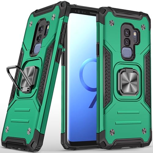 Rugged Military-Grade Shockproof Case for Samsung Galaxy S9 Plus – Red Armor with Built-in Kickstand and Magnetic Car Mount for Ultimate Protection and Style – Perfect for Active Lifestyles