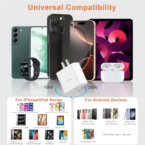 Elevate Your Charging Experience with the 2025 i Phone 16 e Charger – 2 Pack 45 W USB-C Super Fast Charger & 10 FT Type C Cables for i Phone 16 Pro Max/16 Pro/16 Plus/15 Pro Max, i Pad Pro/Mini/Air, Galaxy S25/S24+ – Ultimate Speed & Compatibility for Modern Devices