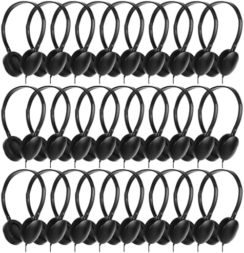 Classroom-Ready Adjustable Wired Headphones for Kids – Bulk 25-Pack Student Headsets with 3.5 mm Jack for Superior Sound Clarity – Durable, Comfortable, and Hygienic Design for Enhanced Online Learning Experience