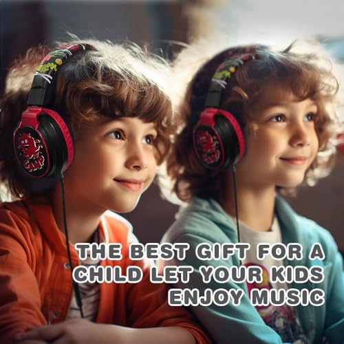 MIDOLA Kids Over-Ear Headphones: Safe Audio Experience with Noise Limitation, Foldable & Travel-Friendly Design, Custom Volume Control (85/110 d B), Built-In Microphone, and AUX Compatibility for School, Gaming, and Family Adventures in Sleek Black
